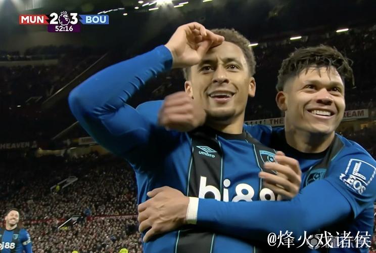 有心得，伯恩茅斯连续三个赛季英超客战曼联都打入至少3球